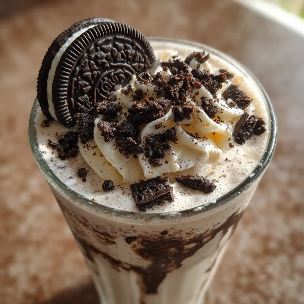 Ultimate Thick and Creamy Oreo Milkshake with Vanilla Ice Cream and Cookie Crumbles
